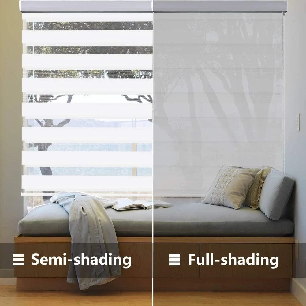 LUCKUP Zebra Blind 24x72 White Dual Roller Shade‎ Day Night Valance Polyester